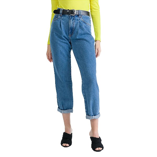 Calça Jeans Myft Com Cinto Azul Feminino