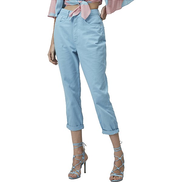 Calça Sarja Lança Perfume Luna Mom S High V23 Azul Feminino