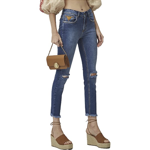 Calça Jeans Lança Perfume Diana Ankle High V23 Azul Feminino