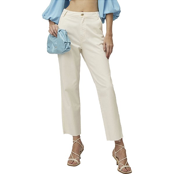Calça Sarja Lança Perfume Super High V23 Off White Feminino