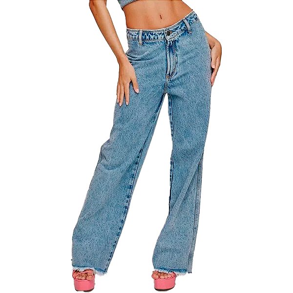 Calça Jeans Myft Wide Leg High Shine V23 Azul Feminino
