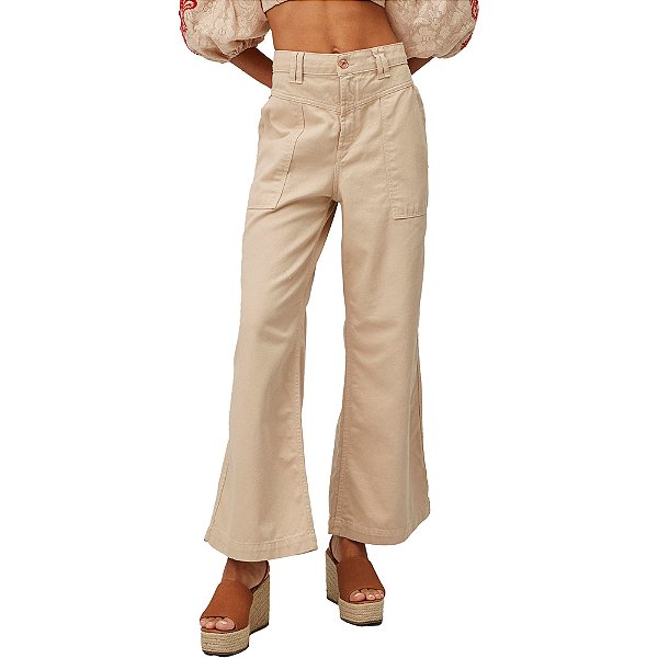 Calça Sarja Lança Perfume Wide Leg High V23 Marrom Feminino