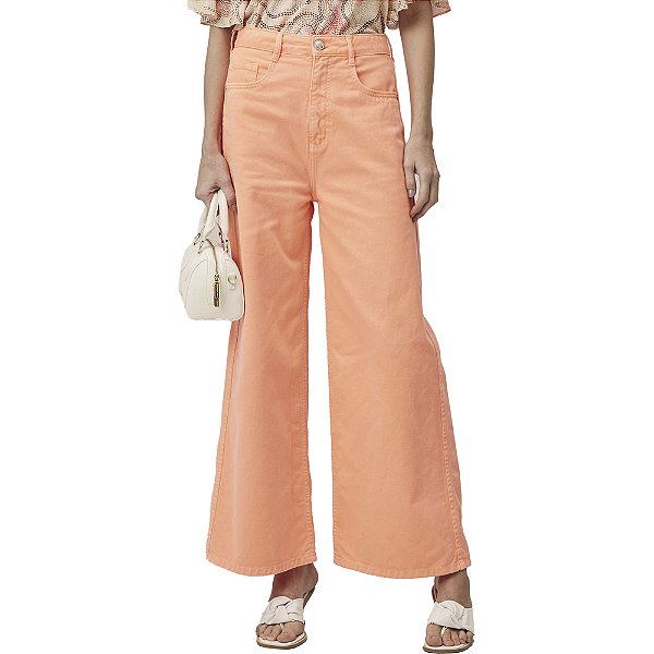 Calça Sarja Lança Perfume Pantalona S High Laranja Feminino