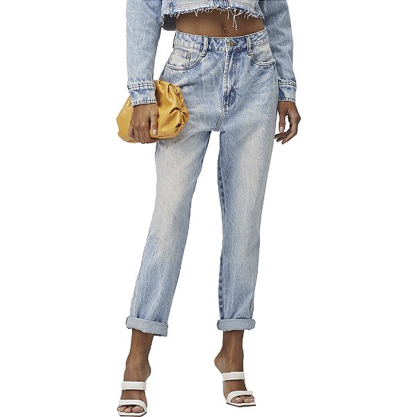 Calça Jeans Lança Perfume Super High Luna Mom V23 Azul Feminino