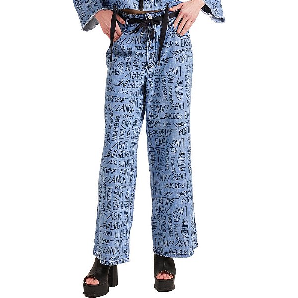 Calça Jeans Easy Lança Perfume Wide Leg Super High AV23 Azul Feminino