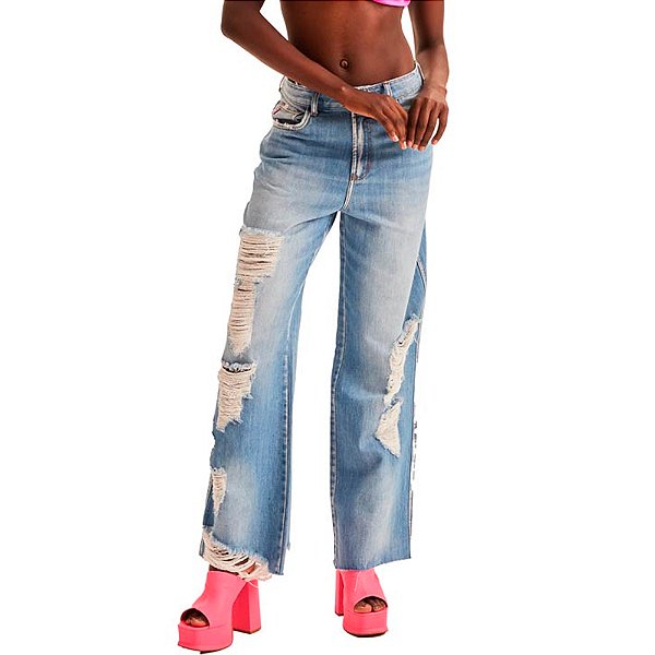 Calça Jeans Lança Perfume Full Lenght High AV23 Azul Feminino