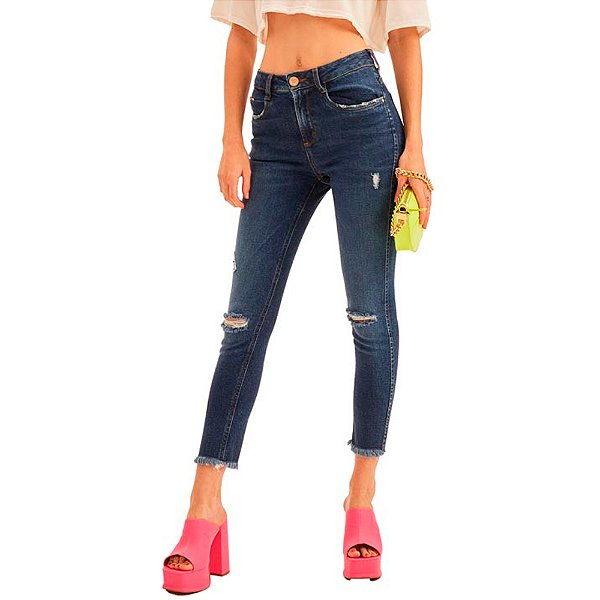 Calça Jeans Lança Perfume Diana Ankle High AV23 Azul Feminino