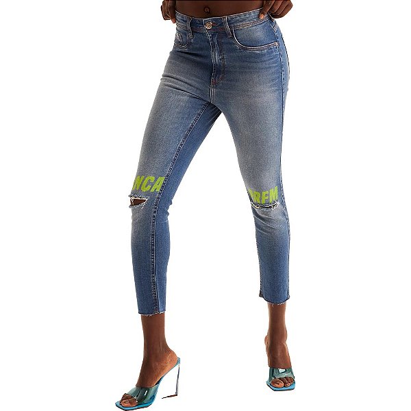 Calça Jeans Easy Lança Perfume Ankle Super High AV23 Azul Feminino