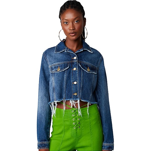 Jaqueta Jeans Lança Perfume Trucker Azul Feminino