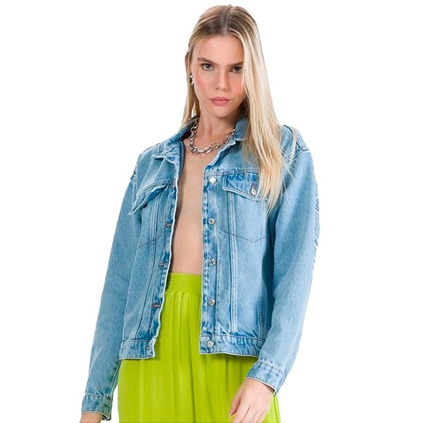 Jaqueta Jeans Myft Trucker Azul Feminino