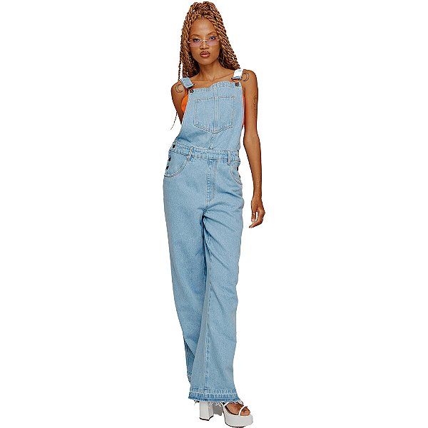 Jardineira Myft Wide Leg High V23 Azul Feminino