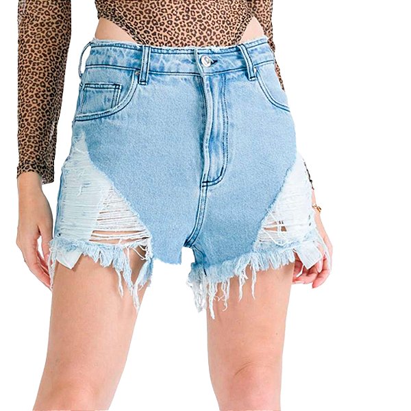 Short Jeans Myft Comfort Super High Azul Feminino