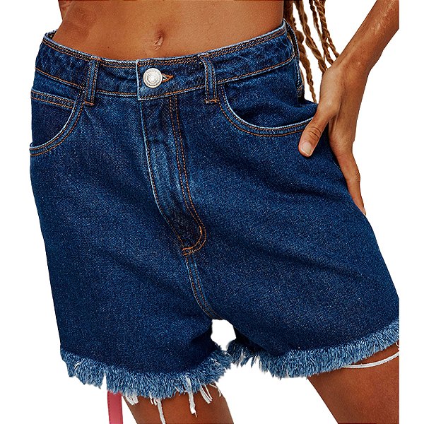 Short Jeans Myft Grandfather Super High V23 Azul Feminino