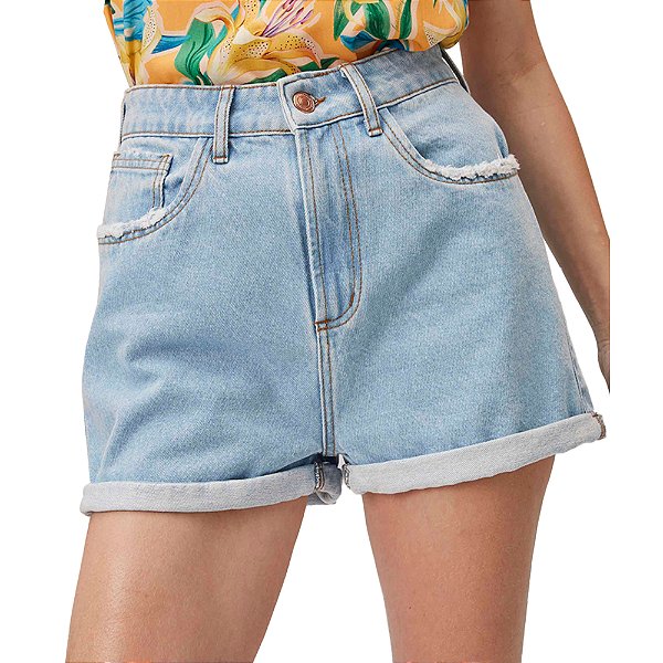 Short Jeans Lança Perfume Mom V23 Azul Feminino