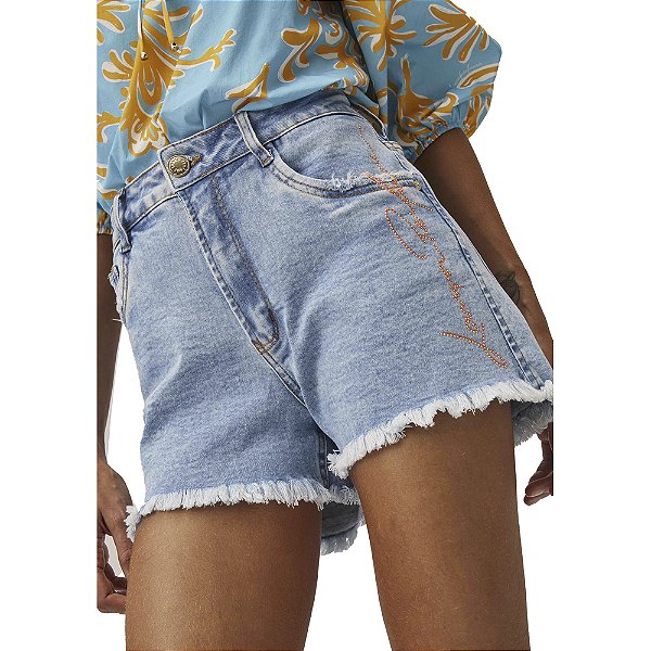 Short Jeans Lança Perfume Comfort Low V23 Azul Feminino