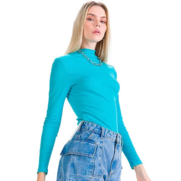 Blusa Myft Manga Longa Basic Verde Feminino