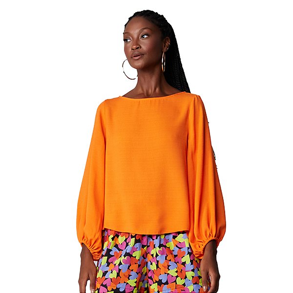 Blusa Lança Perfume Manga Longa Laranja Feminino
