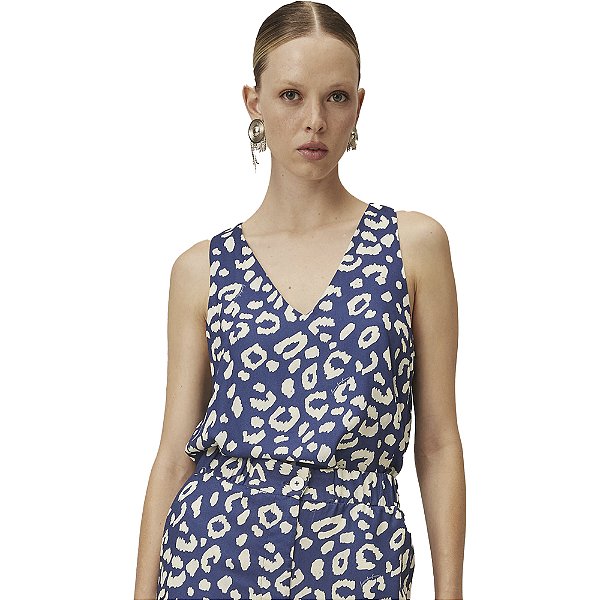 Blusa Lança Perfume Navy Leopard V23 Marinho Feminino