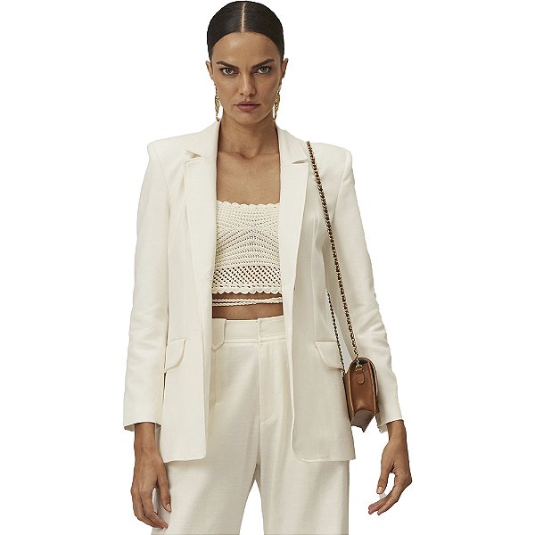 Blazer Lança Perfume Alongado Alfaiataria V23 Off White Feminino