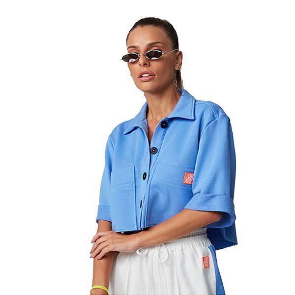 Camisa Cropped Easy Lança Perfume Azul Feminino