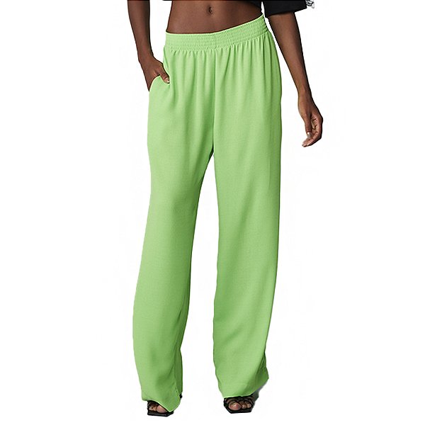Calça Lança Perfume Wide Leg Fluid Verde Feminino