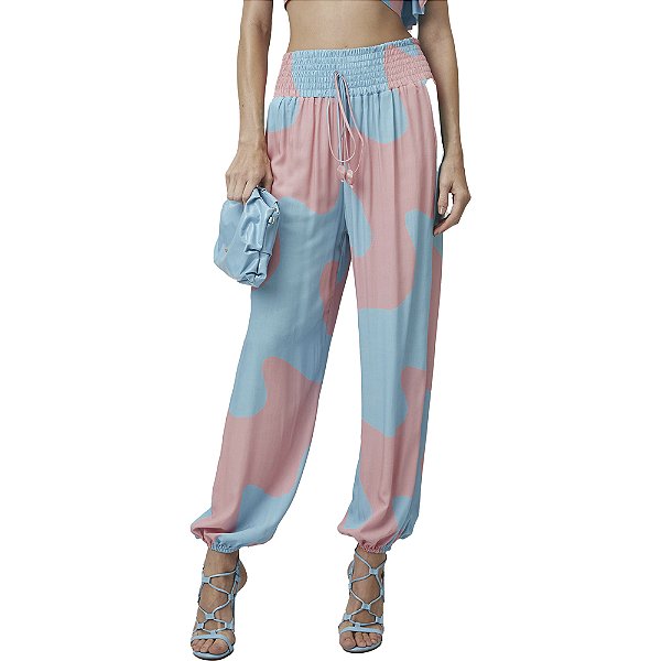 Calça Jogging Lança Perfume Estampado Azul Feminino