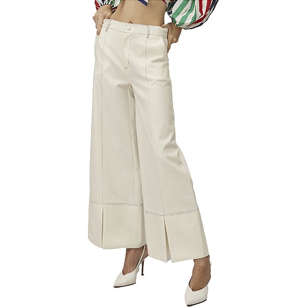 Calça Lança Perfume Wide Leg High V23 Off White Feminino
