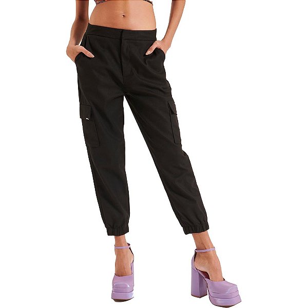 Calça Slouchy Myft Cintura Alta AV23 Preto Feminino