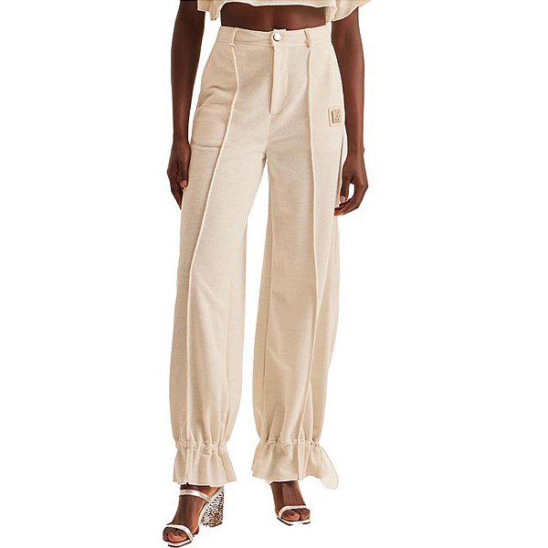 Calça Easy Lança Perfume Wide Leg Cintura Alta AV23 Off White Feminino
