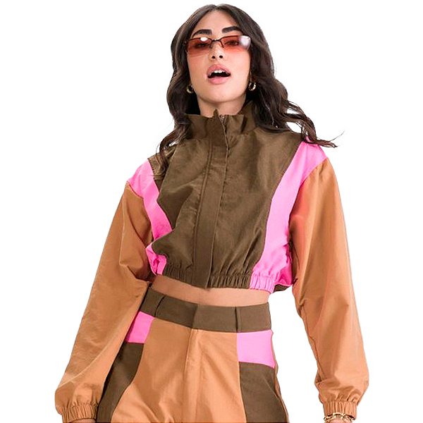 Jaqueta Cropped Myft Color Marrom Feminino