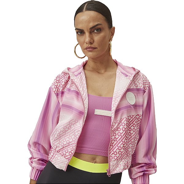 Jaqueta Easy Lança Perfume Estampada Com Capuz V23 Rosa Feminino