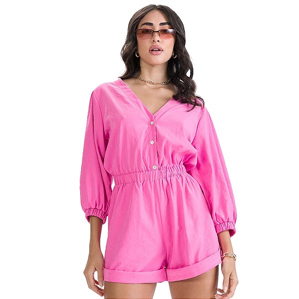 Macacão Myft Curto Rosa Feminino