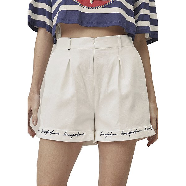 Short Lança Perfume Cintura Alta V23 Off White Feminino
