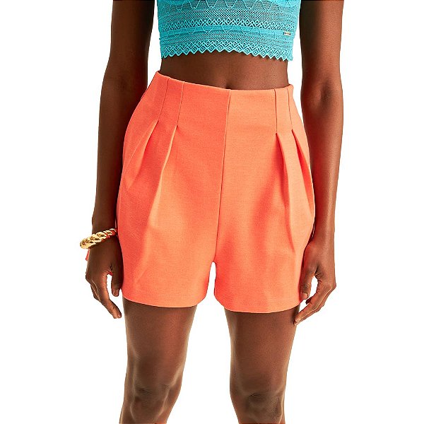 Shorts Lança Perfume Alfaiataria High AV23 Laranja Feminino
