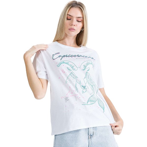 Blusa Myft Signos Capricorniana Branco Feminino