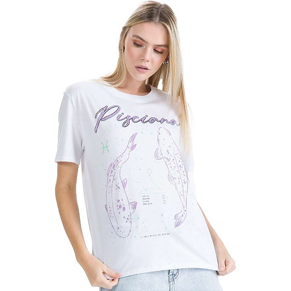 Camiseta Myft Signos Pisciana Branco Feminino