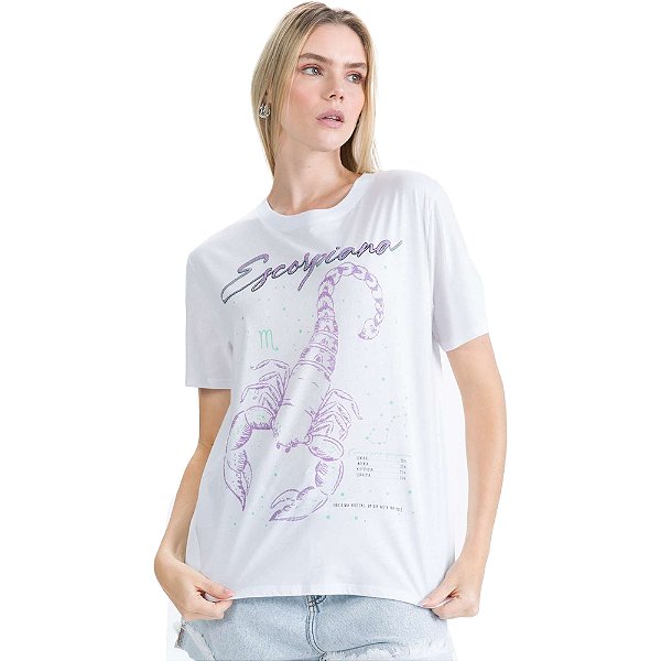 Blusa Myft Signos Escorpiana Branco Feminino
