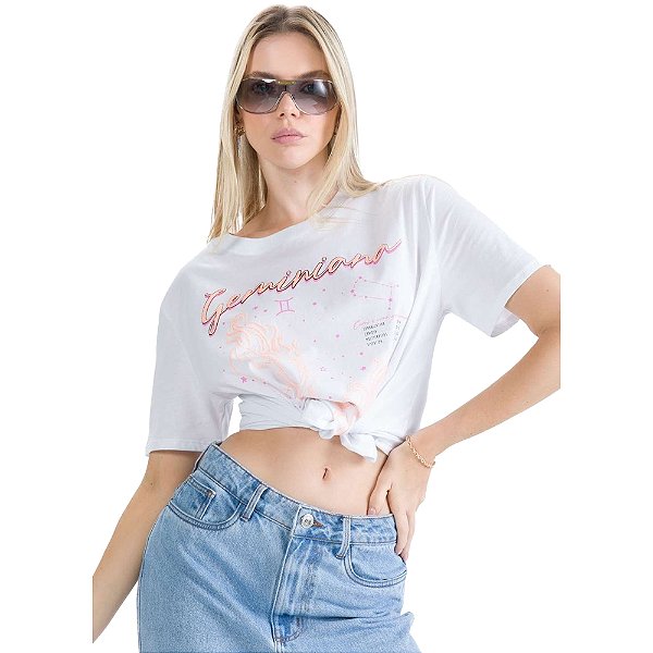 Blusa Myft Signos Geminiana Branco Feminino