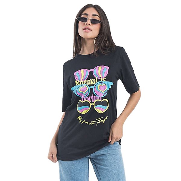 Camiseta Estampada Style Myft Preto Feminino