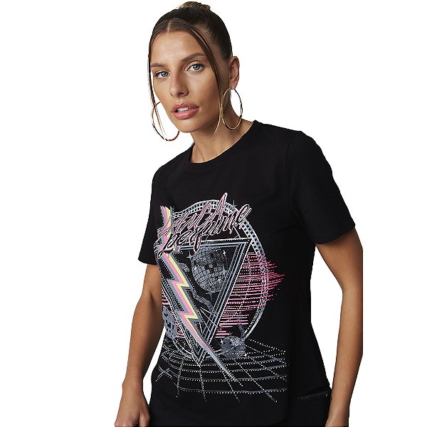 Camiseta Lança Perfume Glam Preto Feminino
