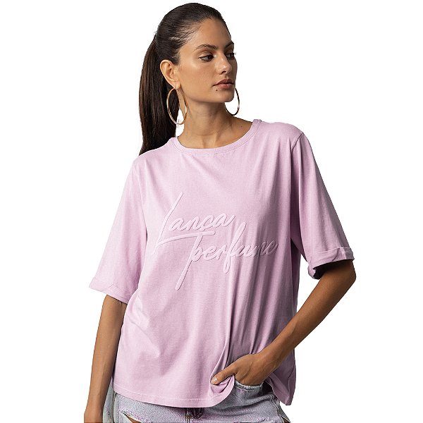 Camiseta Estampada Lança Perfume Rosa Feminino