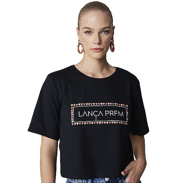 Camiseta Lança Perfume Heart Disco Preto Feminino