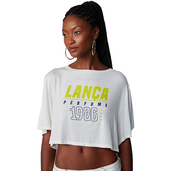Camiseta Cropped Easy Lança Perfume Off White Feminino