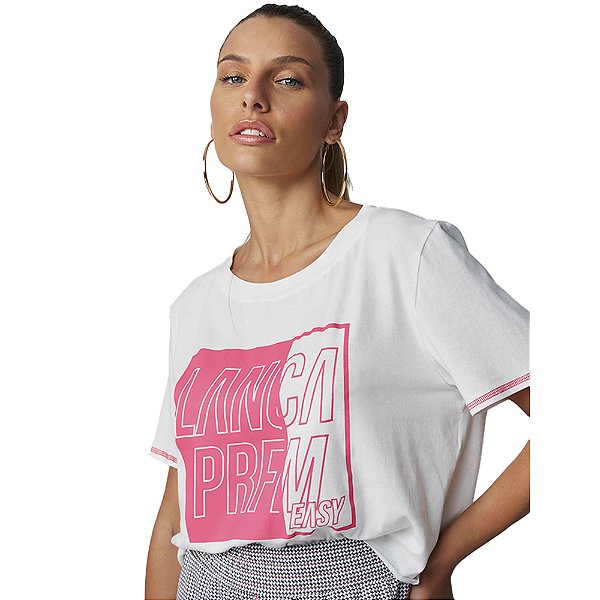 Camiseta Easy Lança Perfume Cropped Off White Feminino