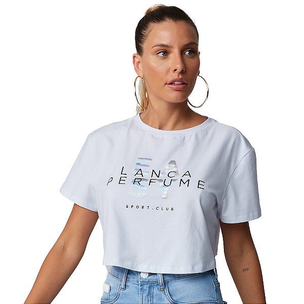 Camiseta Cropped Easy Lança Perfume Branco Feminino