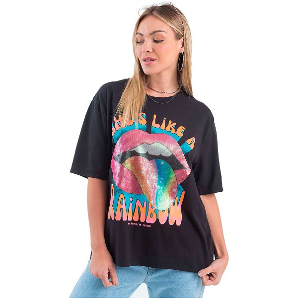 Camiseta Estampada Myft Preto Feminino