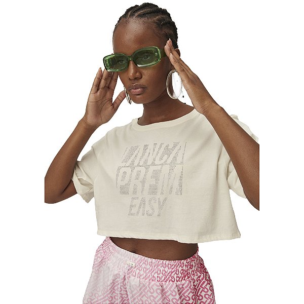 Camiseta Cropped Easy Lança Perfume Shine Off White Feminino