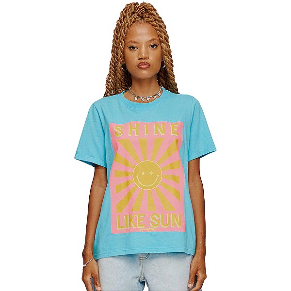 Camiseta Myft Estampada V23 Azul Feminino