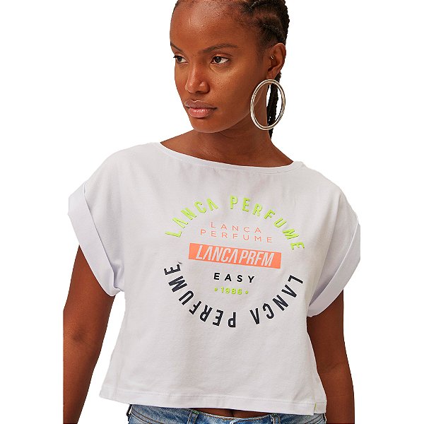 Camiseta Cropped Easy Lança Perfume Branco Feminino