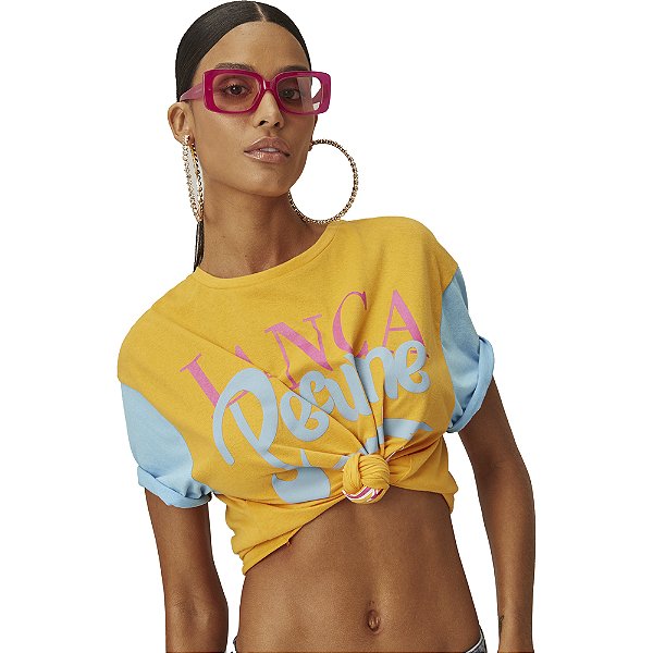 Camiseta Lança Perfume Bicolor V23 Laranja Feminino